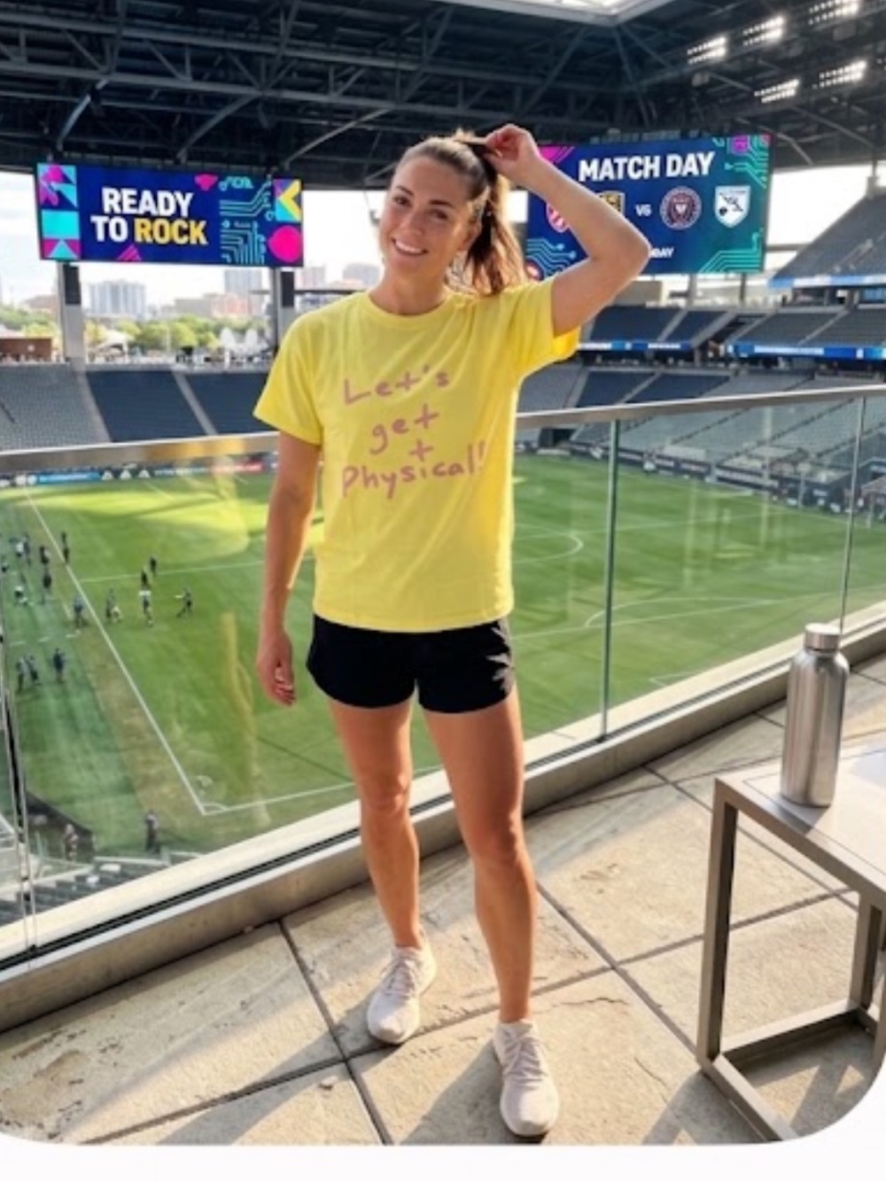 Tuckernuck Let's Get Physical Yellow & Pink Graphic Tee Small T-Shirt